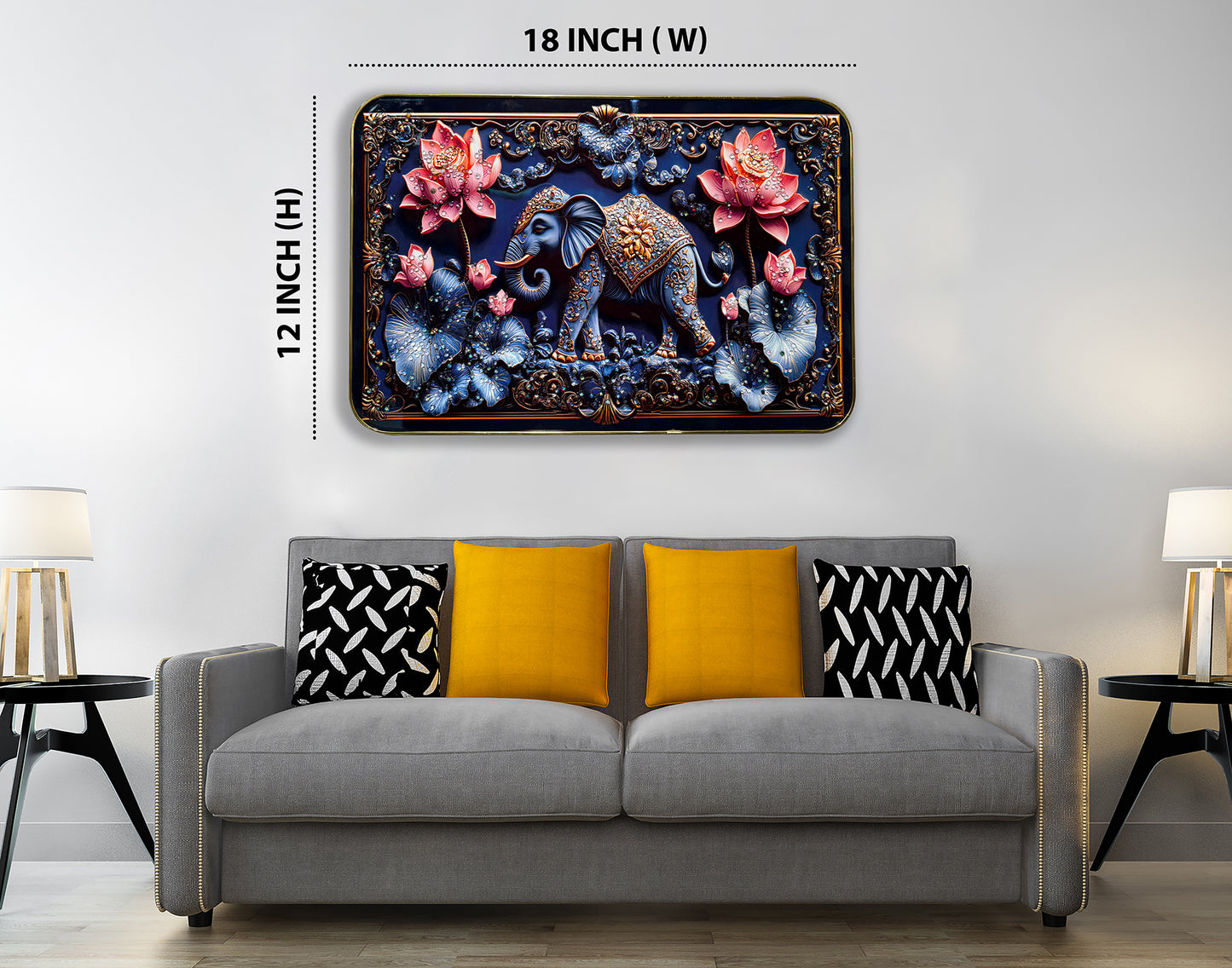 3D Elephant Crystal wall Art