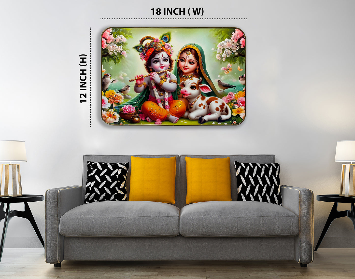 Cute Radha Krishna Crystal Panting