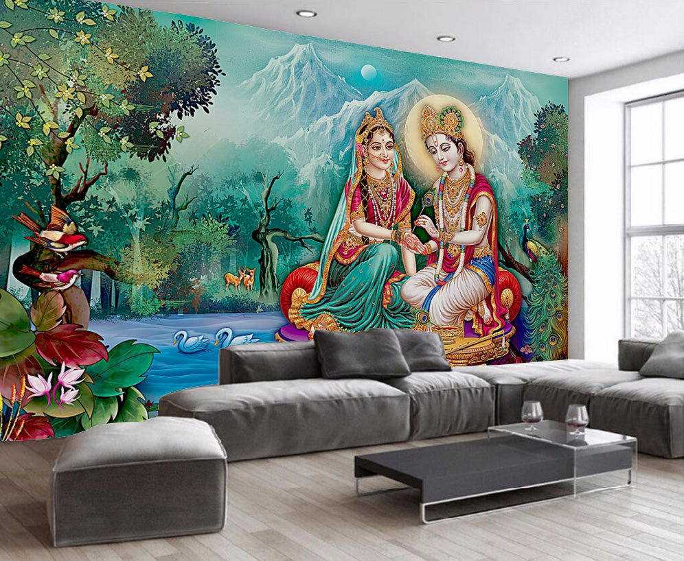 beauty of radha krishna wallpaper sticker