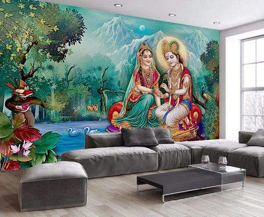beauty of radha krishna wallpaper sticker