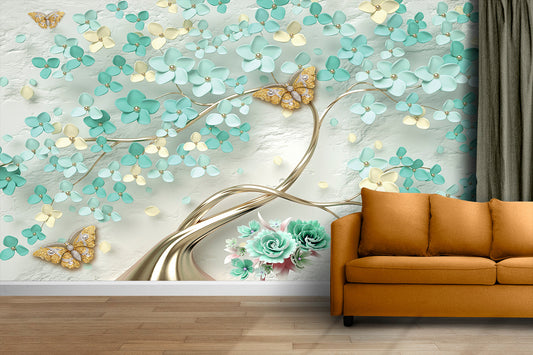 3D flower butterfly wallpaper sticker