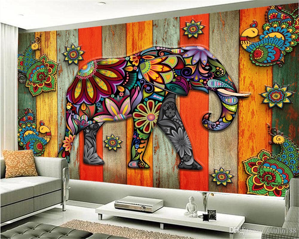 The Elephant Multi flower wallpaper sticker