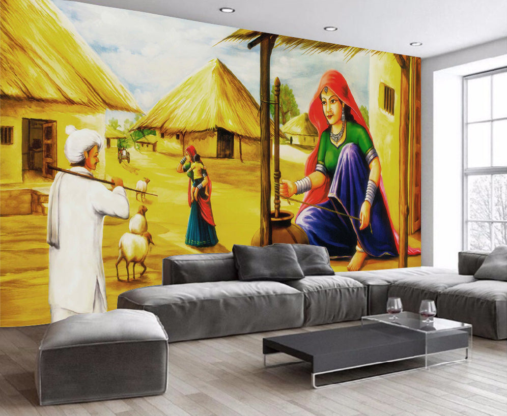 The village View Wallpaper sticker