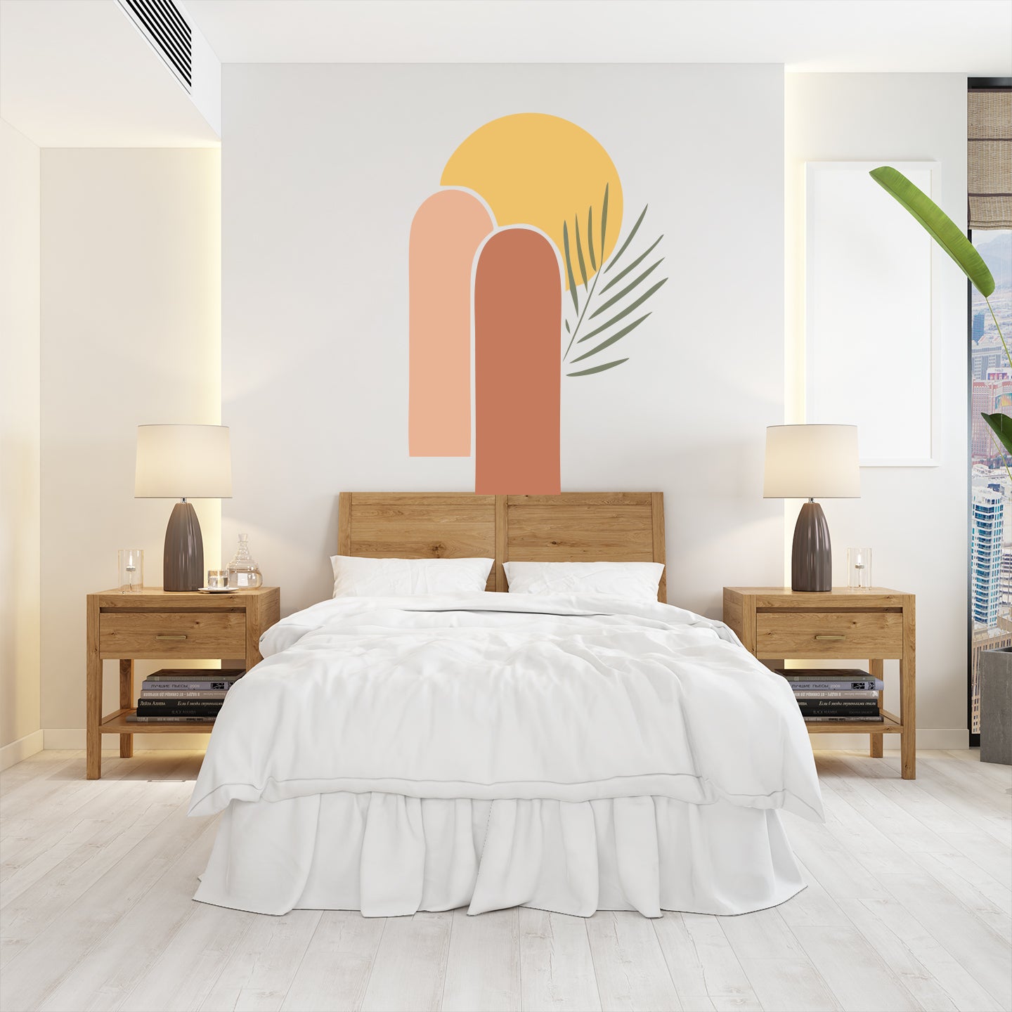 Palm leaf and arches art abstract Wall decal