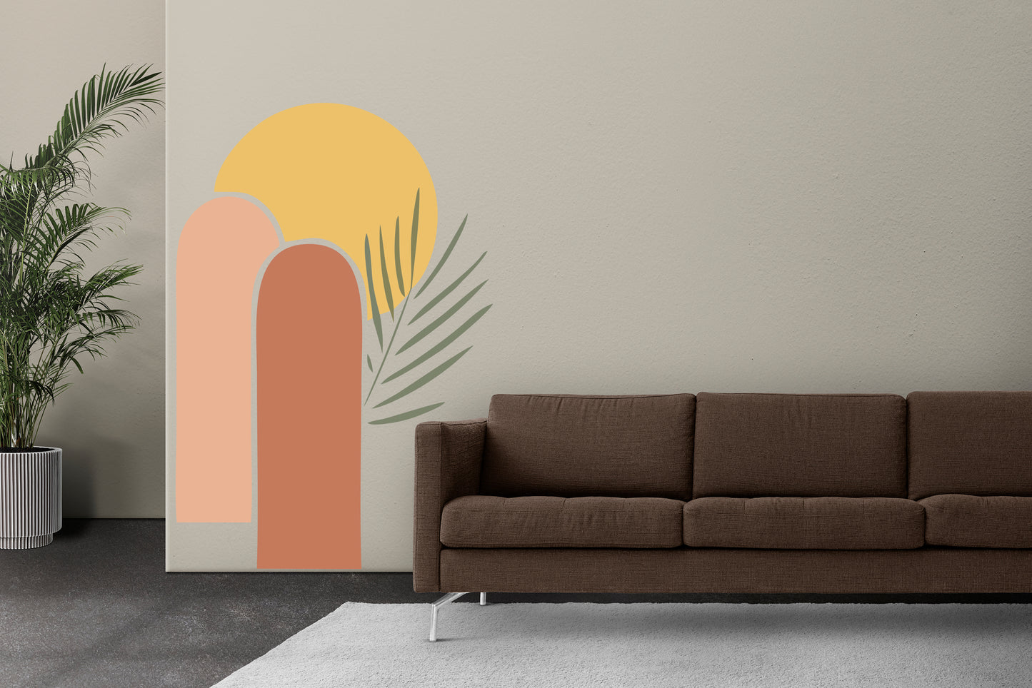Palm leaf and arches art abstract Wall decal
