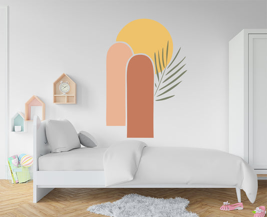 Palm leaf and arches art abstract Wall decal
