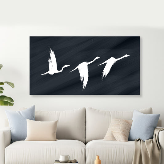 Modern Abstract Bird Canvas Wall Art | Minimalist Black & White Painting | Living Room Wall Decor | Premium Canvas Print by Decor Daddy