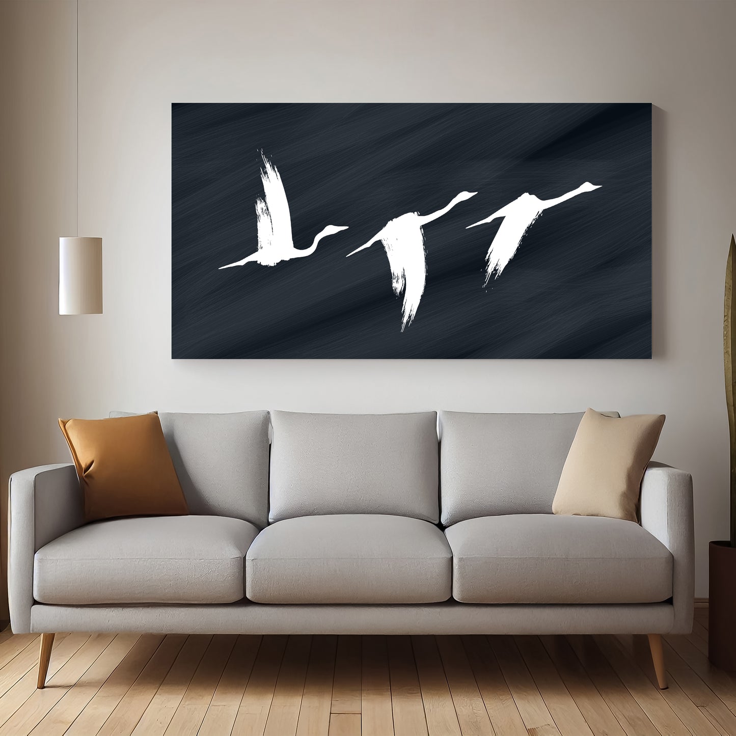Modern Abstract Bird Canvas Wall Art | Minimalist Black & White Painting | Living Room Wall Decor | Premium Canvas Print by Decor Daddy