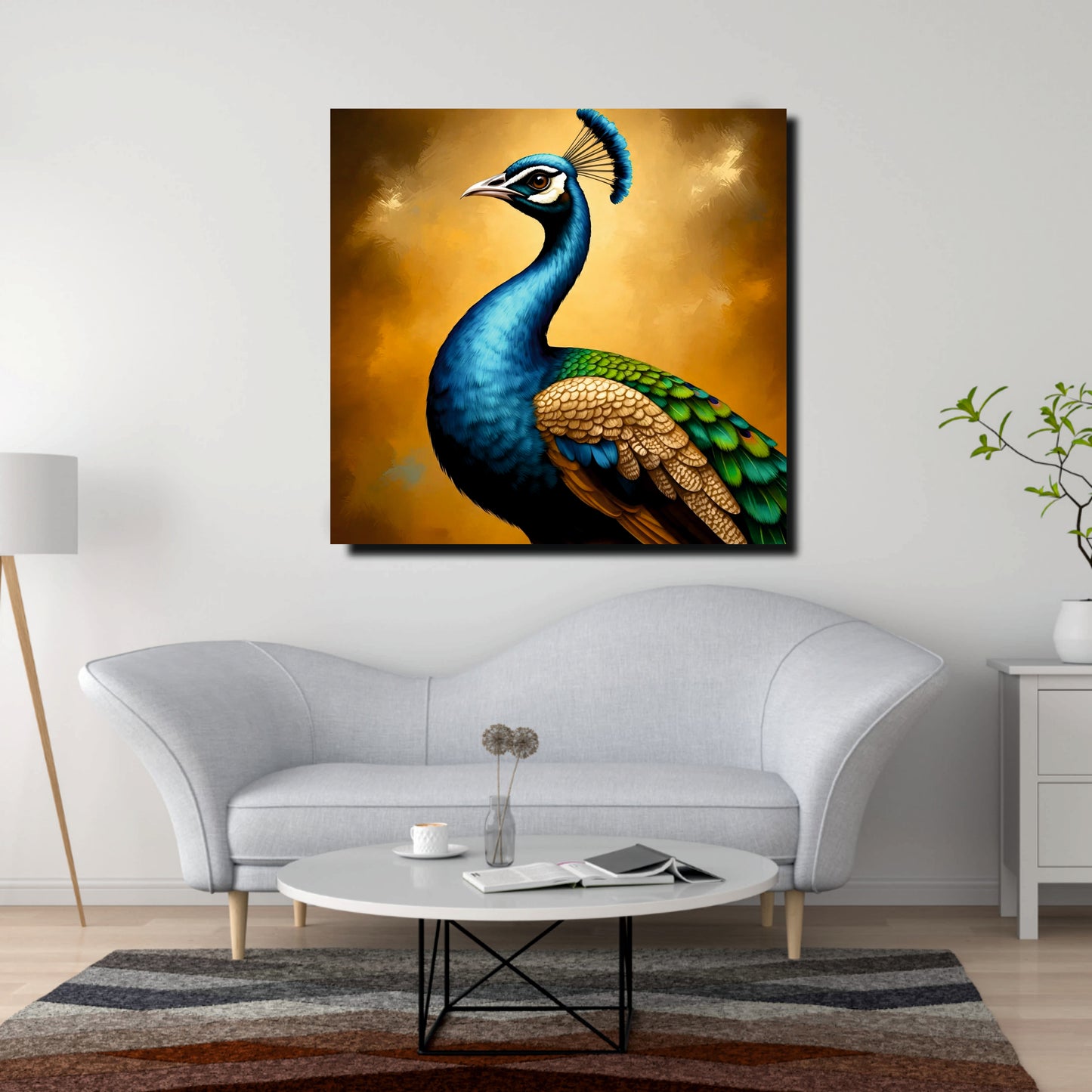 Prosperity & Charm – Peacock Canvas Art Canvas Wall Art Stretched Frame Painting