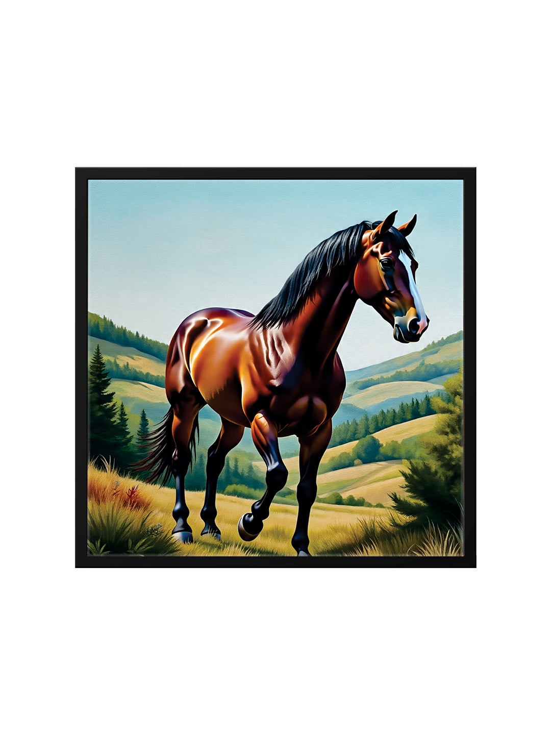 Galloping Elegance – Horse Canvas Wall Black Frame Painting
