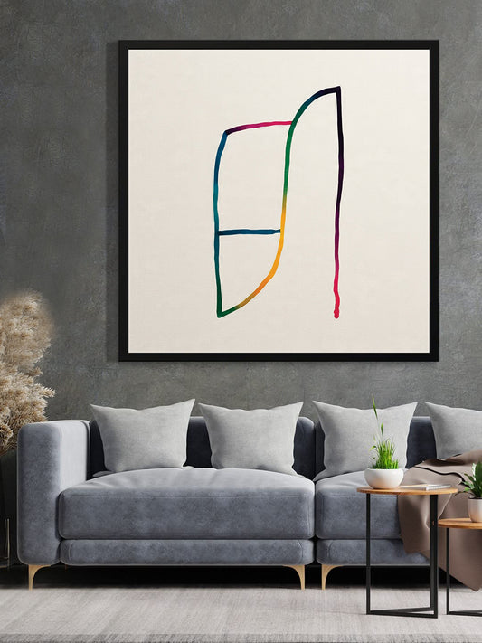 Colorful Horizon Digital Canvas Black Frame – Minimalist Wall Décor