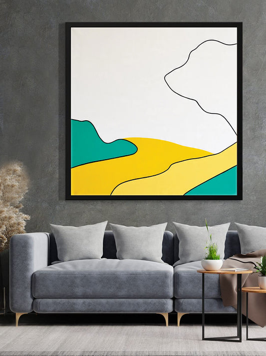 Bold Abstract Canvas Painting Black Frame – Contemporary Wall Art