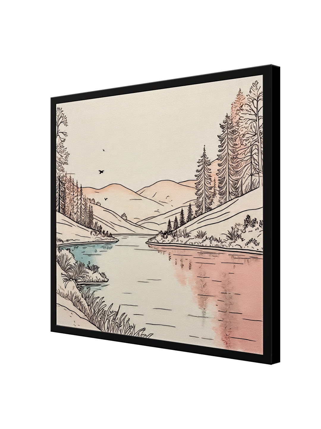 Scenic Abstract Canvas Wall Art Black Frame – Vibrant Nature-Inspired Painting