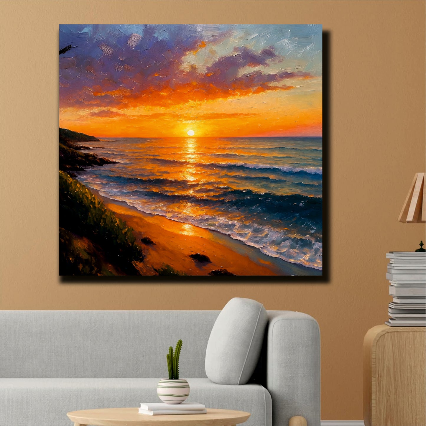 Golden Dusk Studio Canvas Wall Art Stretched Frame Painting