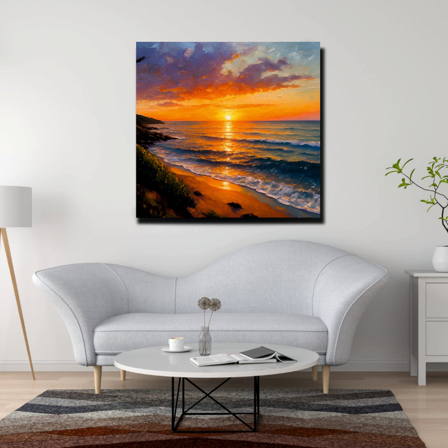 Golden Dusk Studio Canvas Wall Art Stretched Frame Painting
