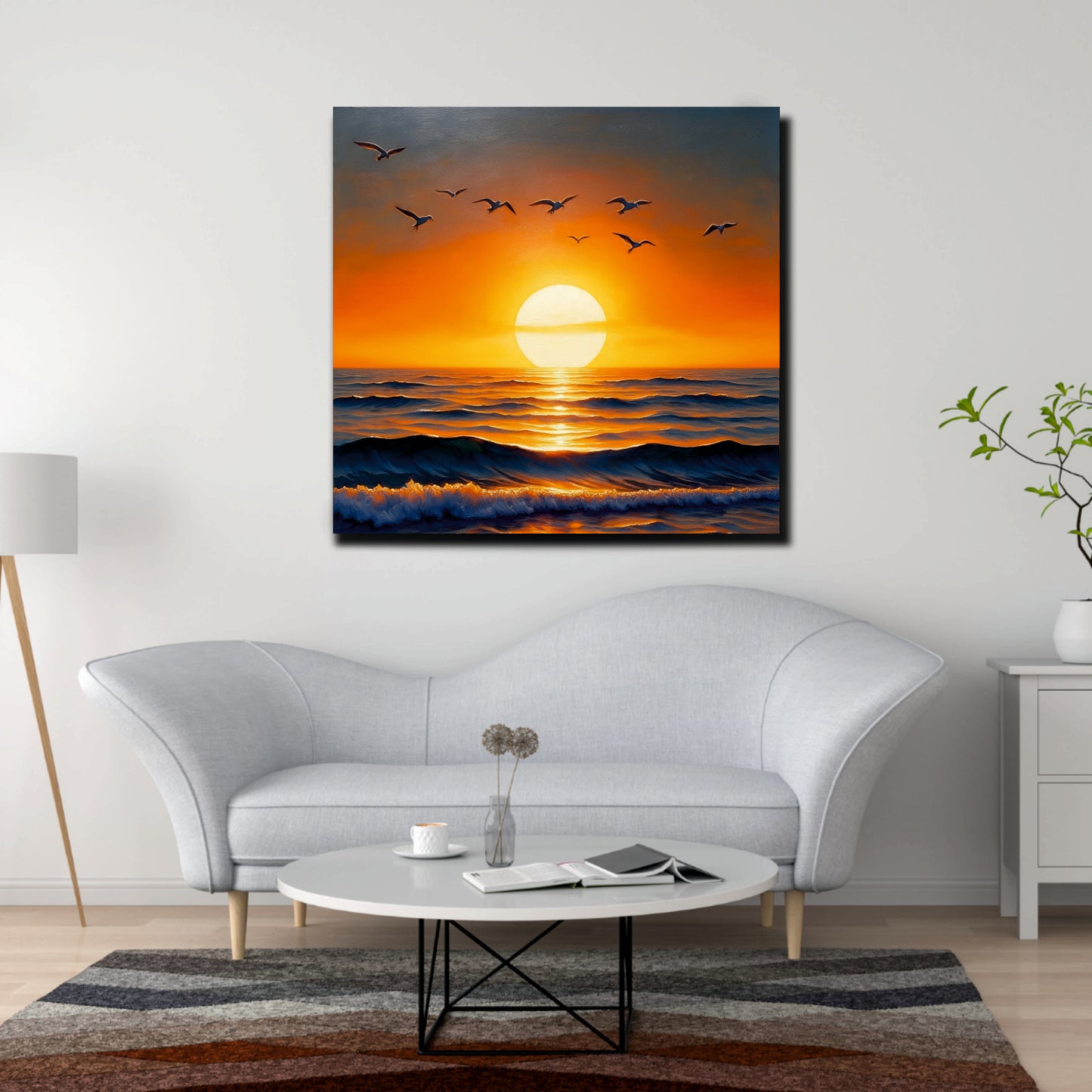 Golden Horizon Canvas Wall Art Stretched Frame Painting