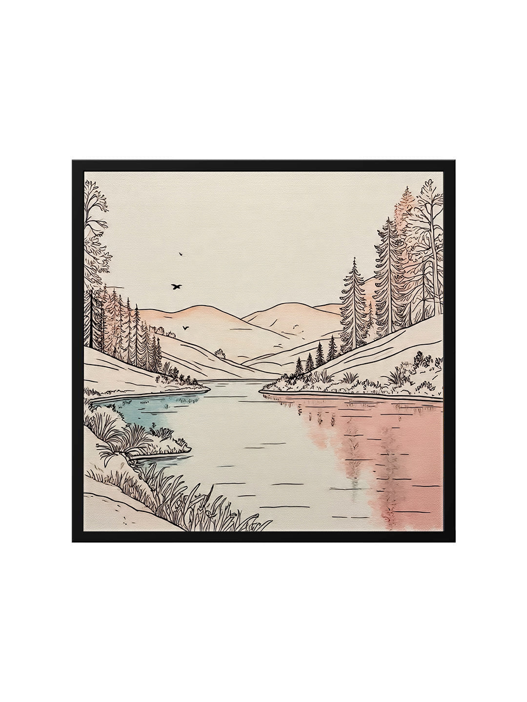 Scenic Abstract Canvas Wall Art Black Frame – Vibrant Nature-Inspired Painting