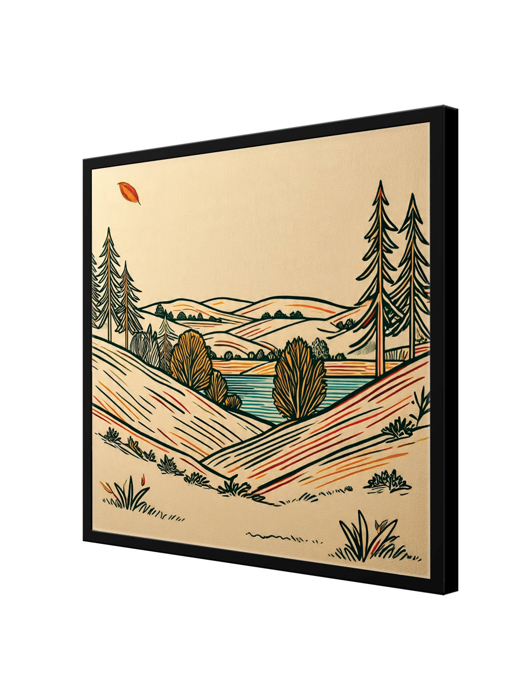 Modern Horizon Digital Canvas Black Frame – Minimal Landscape Wall Décor