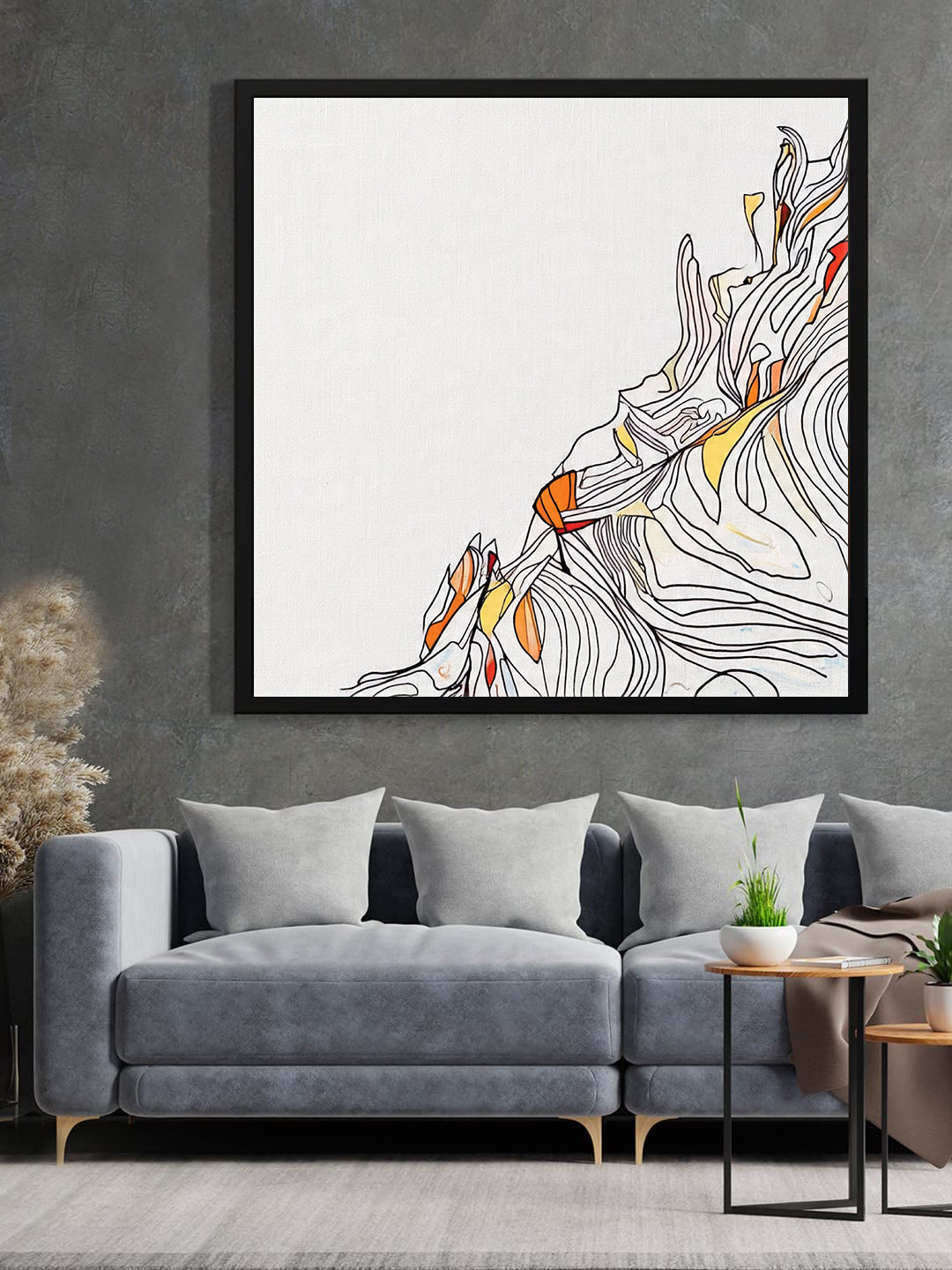 Contemporary Abstract Canvas Wall Black Frame – Vibrant Digital Painting