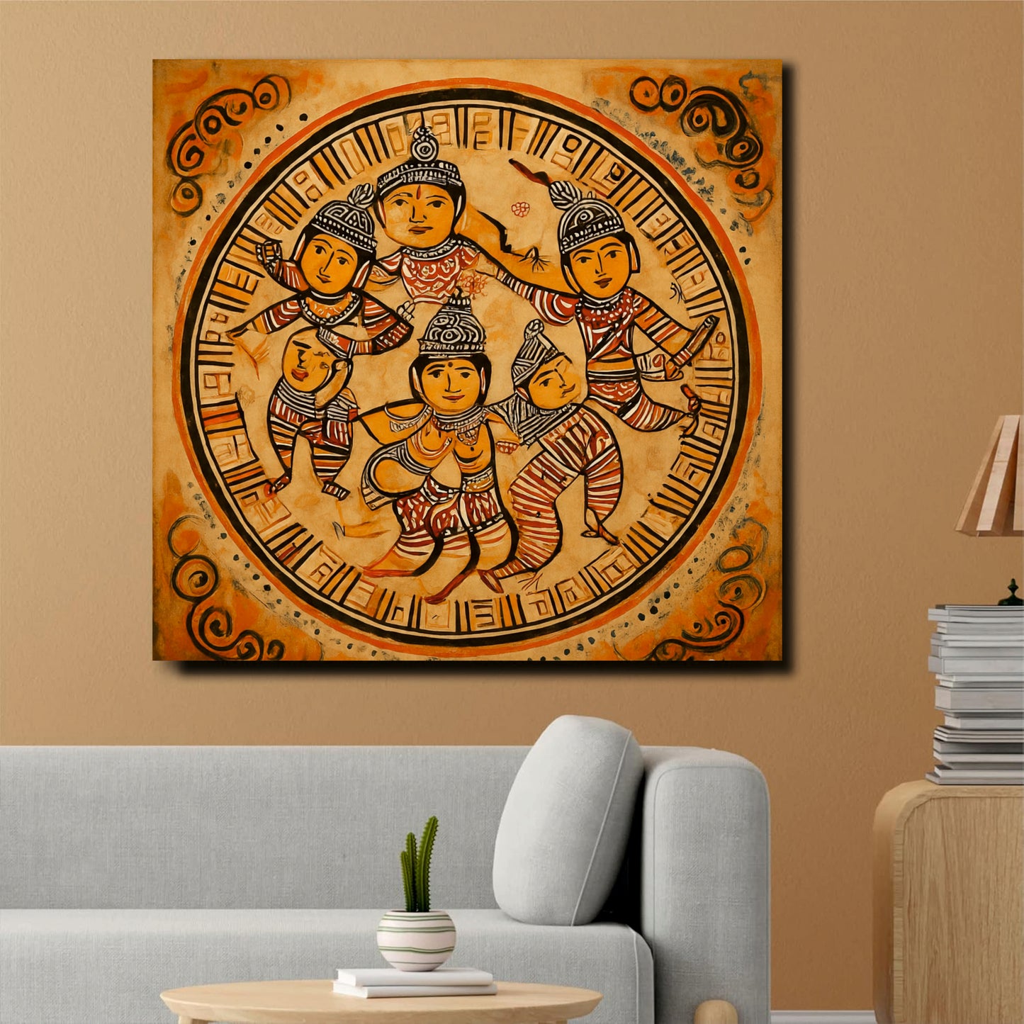 Forest Tribe Storytelling Canvas Wall Art Stretched Frame Painting