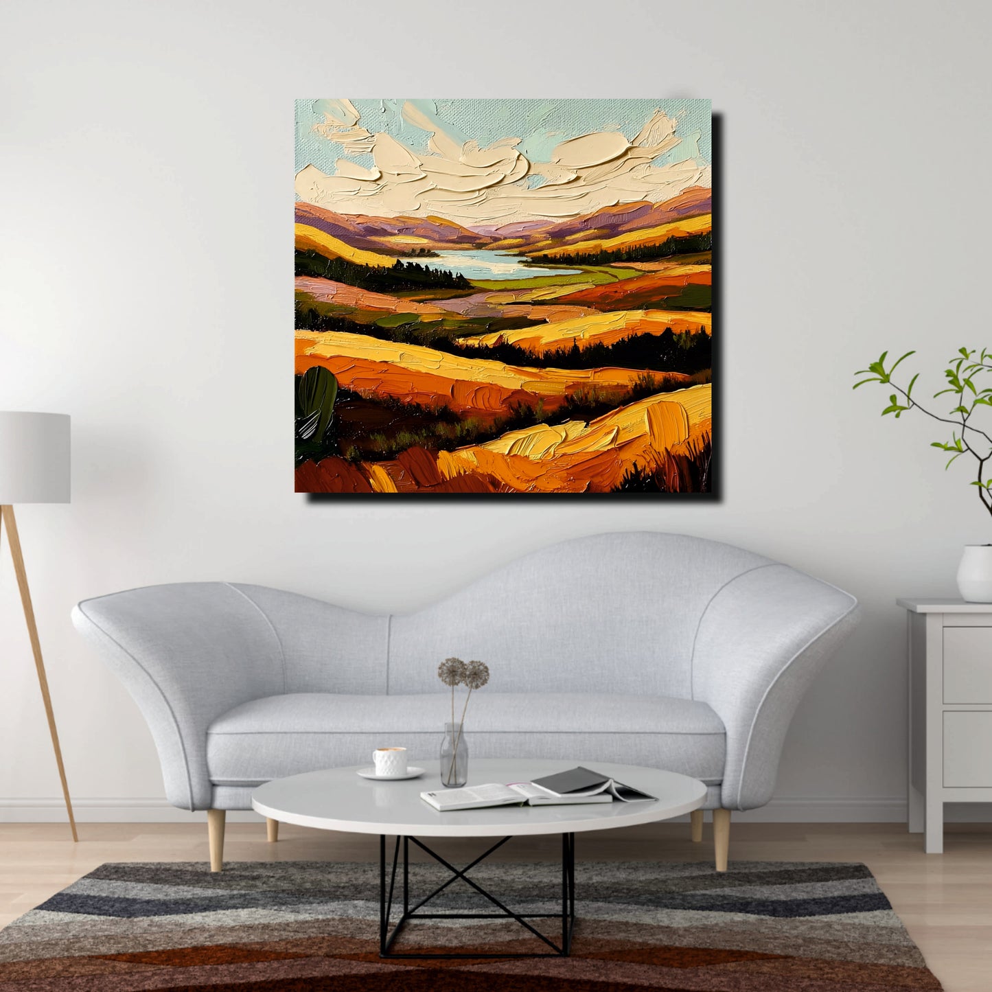 Sun-Kissed Mountain Canvas Stretched Frame Art – Bright & Lively Wall Décor