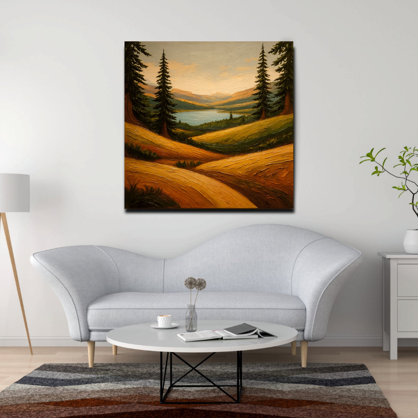 Tranquil Mountain Sunrise Canvas Wall Art Stretched Frame – Scenic Home Accent