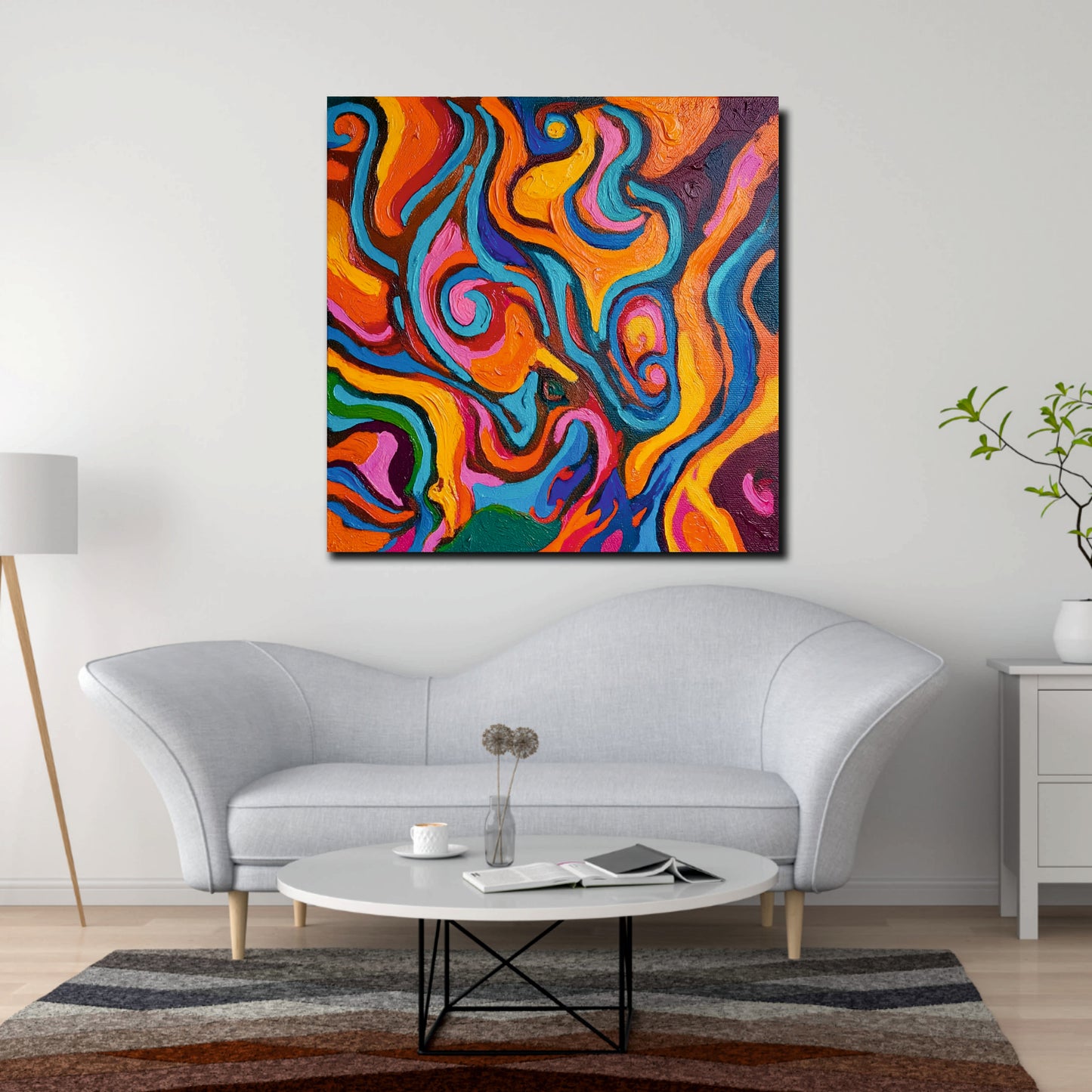 Sleek Abstract Canvas Wall Art Stretched Frame – Perfect for Living Rooms & Offices