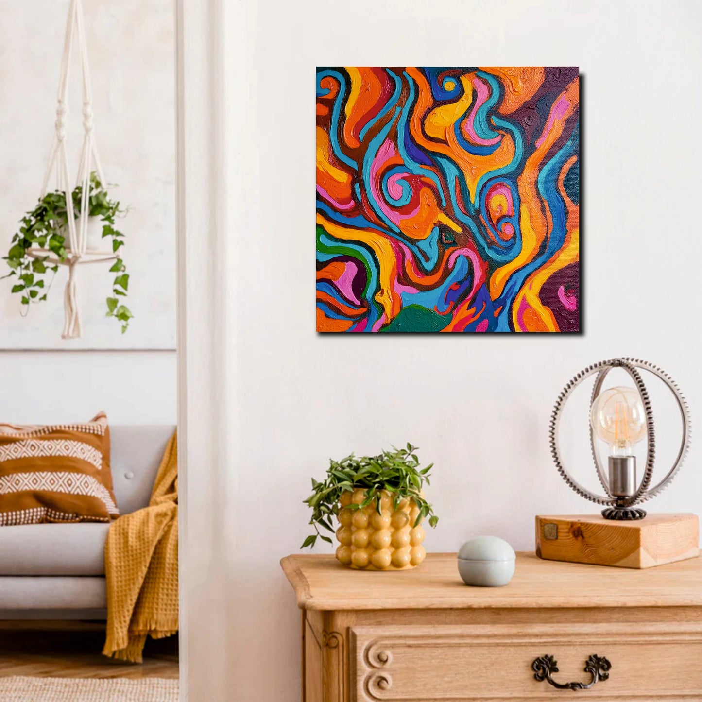 Sleek Abstract Canvas Wall Art Stretched Frame – Perfect for Living Rooms & Offices