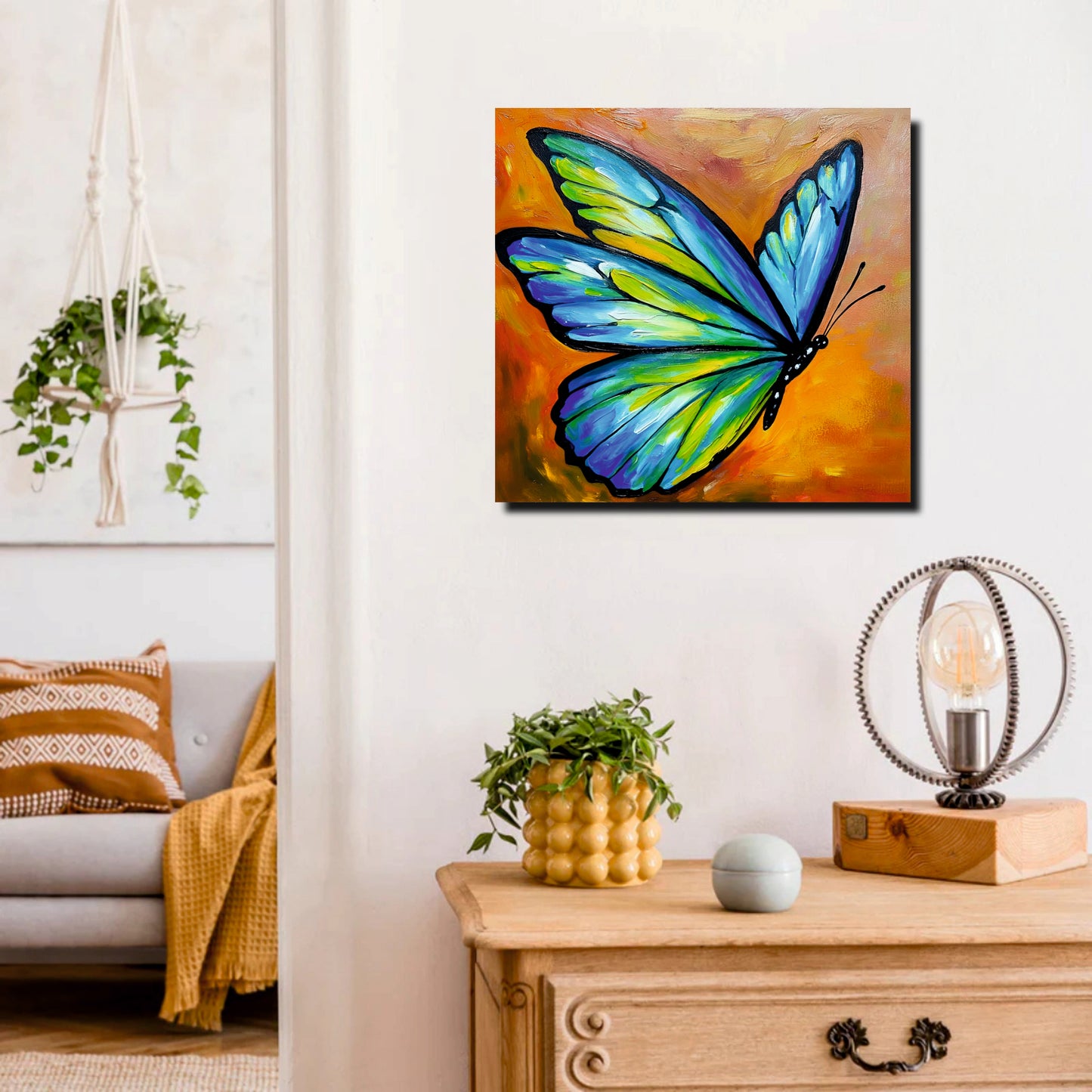 Mystic Butterfly Canvas Stretched Frame Painting – Modern Aesthetic Wall Décor