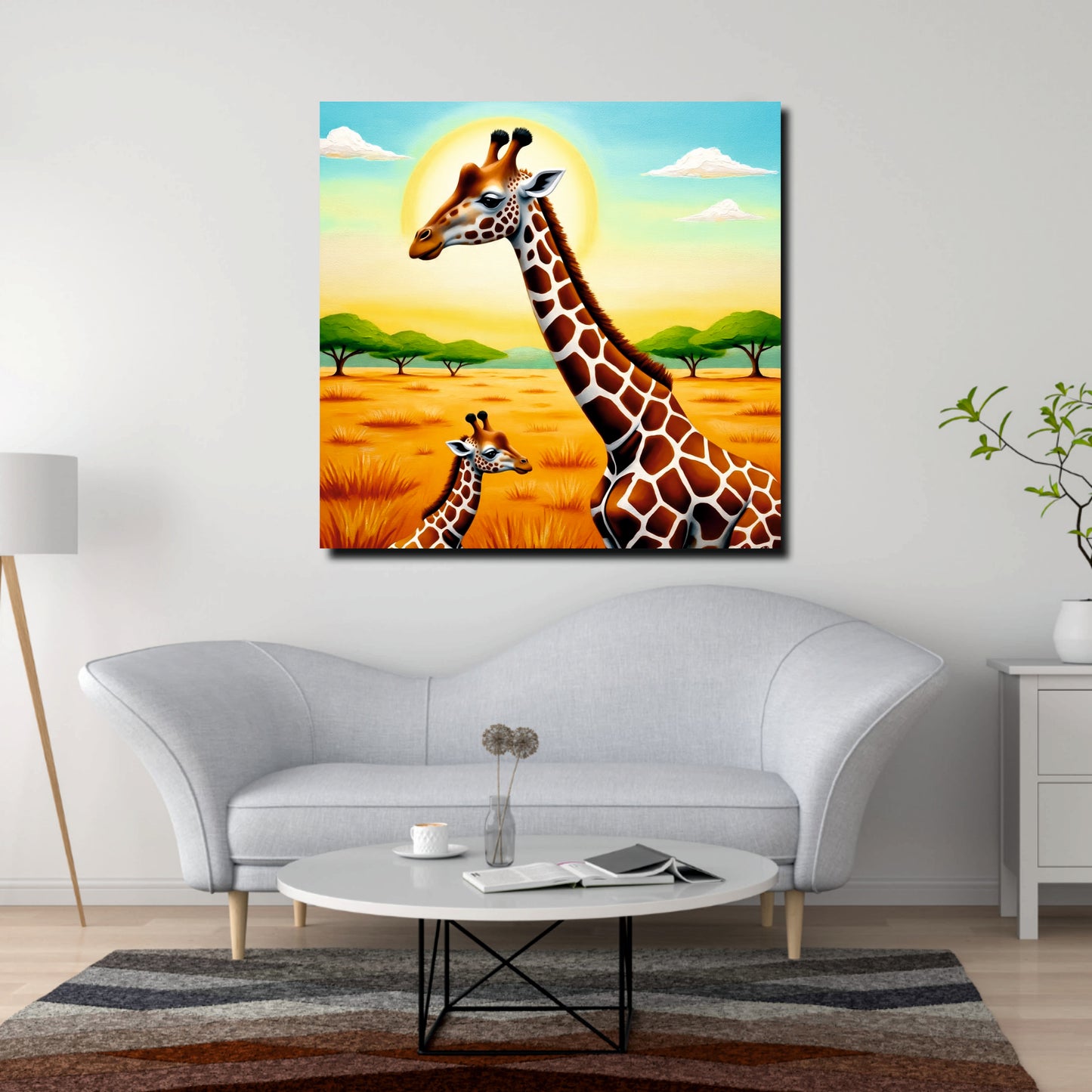 Charming Giraffe Canvas Wall Art Stretched Frame Painting