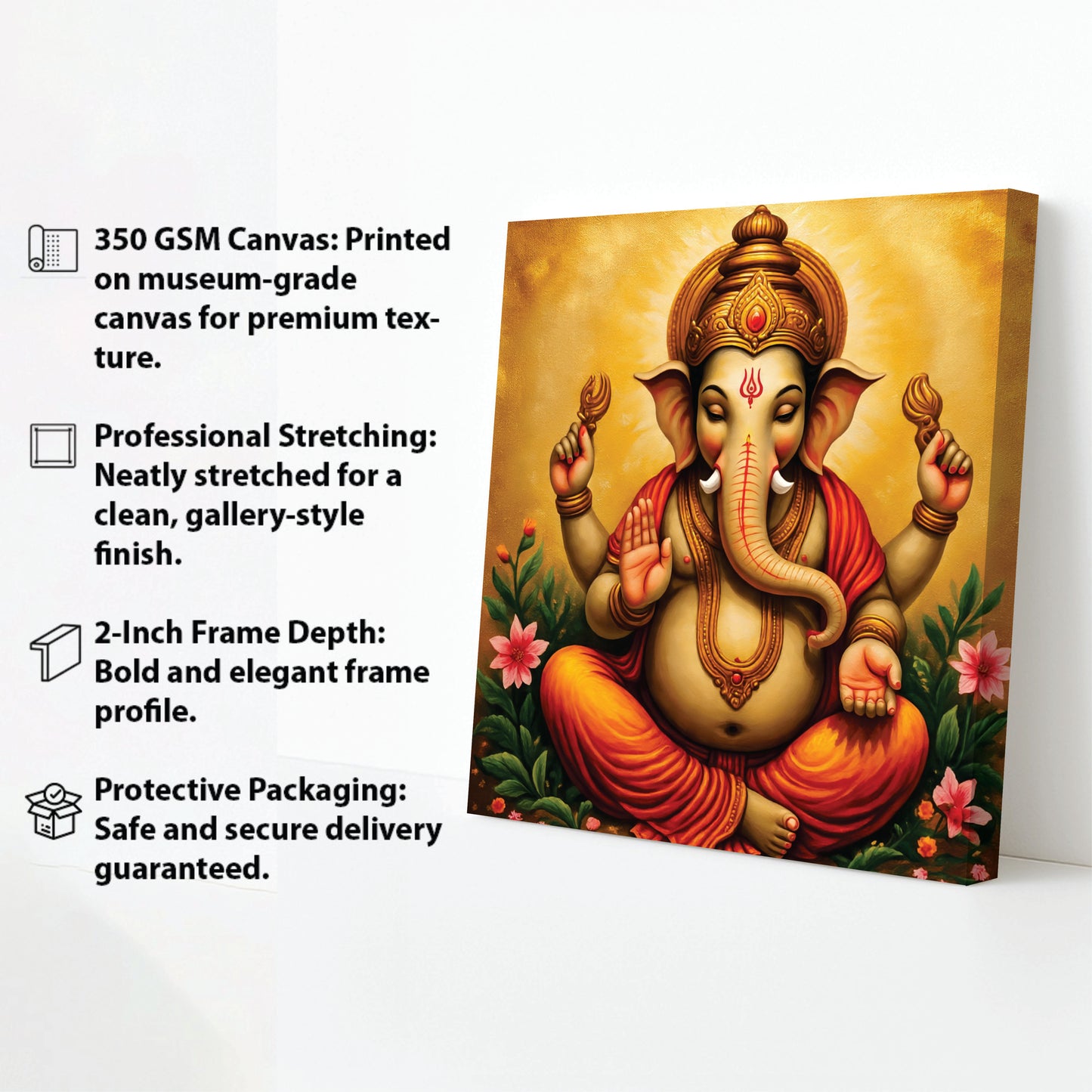 Sacred Beginnings Begin With Ganesha's Blessing Canvas Wall Art Stretched Frame Painting