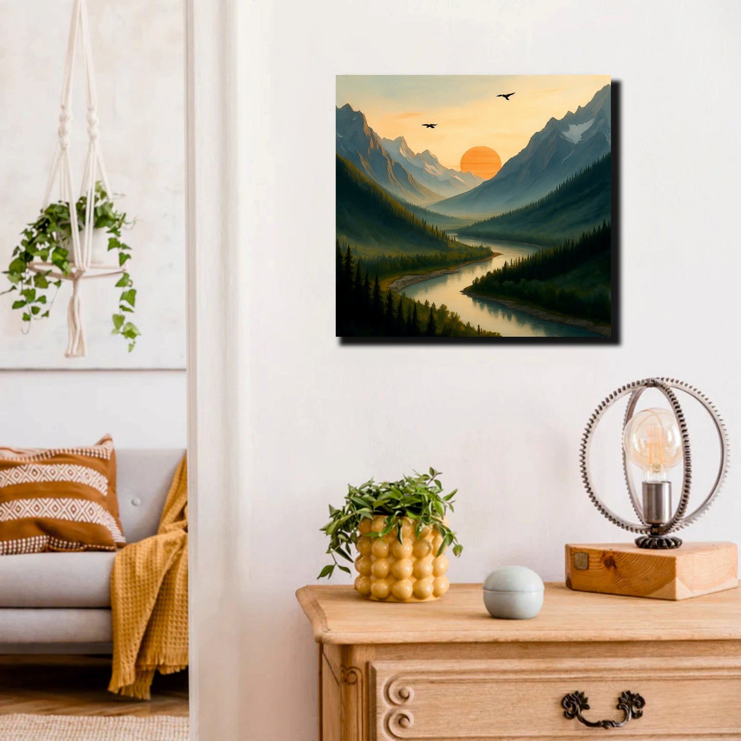 Sunset Valley Studio Canvas Wall Art Stretched Frame Painting