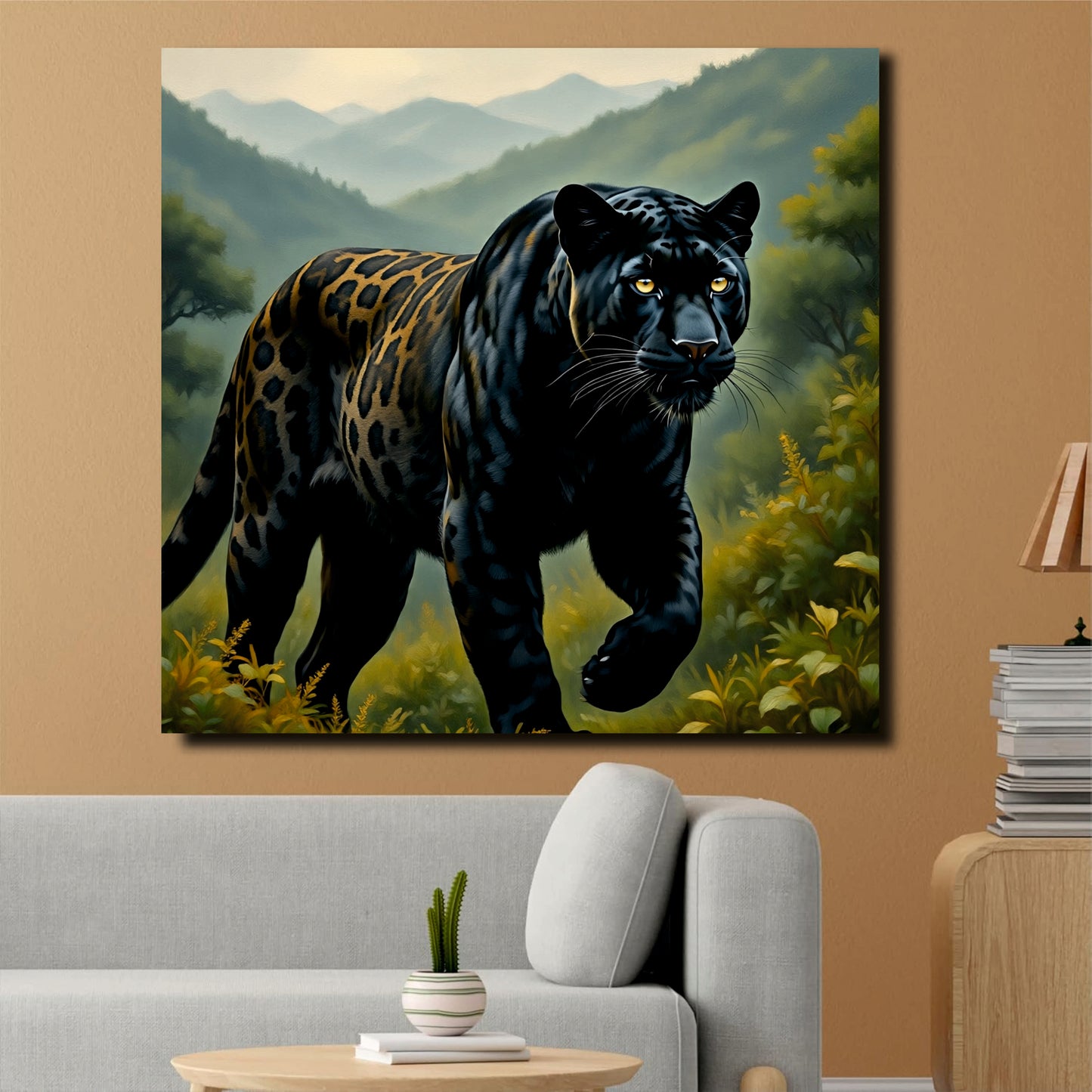 Majestic Black Panther Canvas Wall Art Stretched Frame Painting