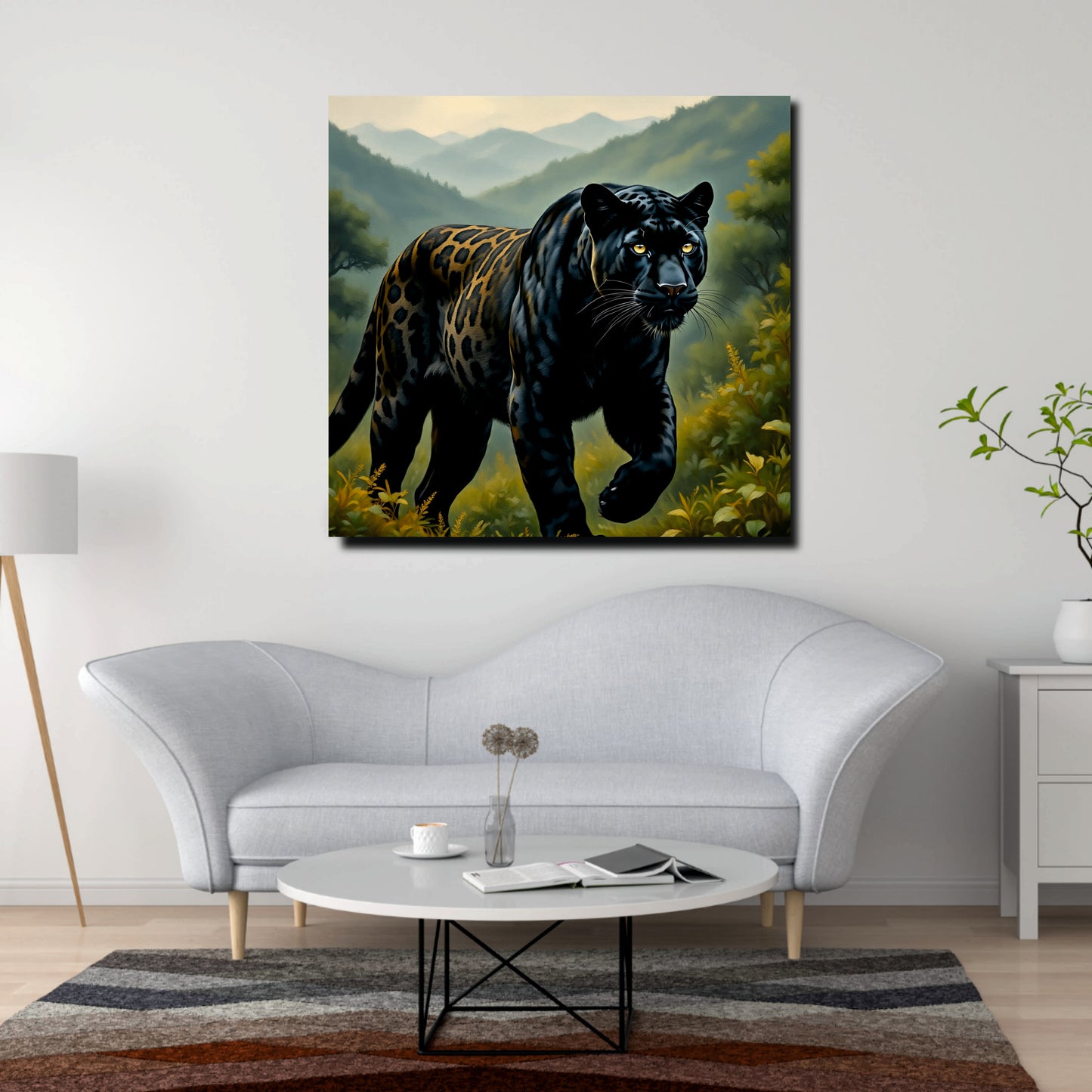 Majestic Black Panther Canvas Wall Art Stretched Frame Painting