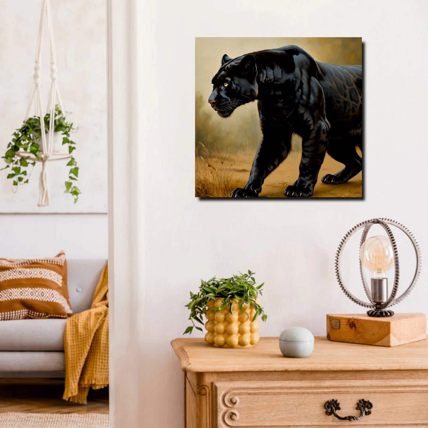 Black Panther Canvas Wall Art Stretched Frame Painting