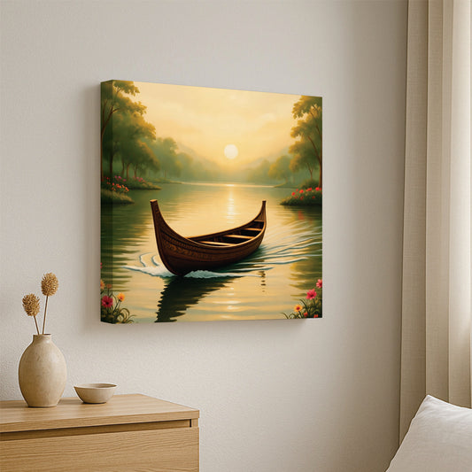 Where Dawn Meets Quiet Water—Serenity Awaits Canvas Wall Art Stretched Frame Painting