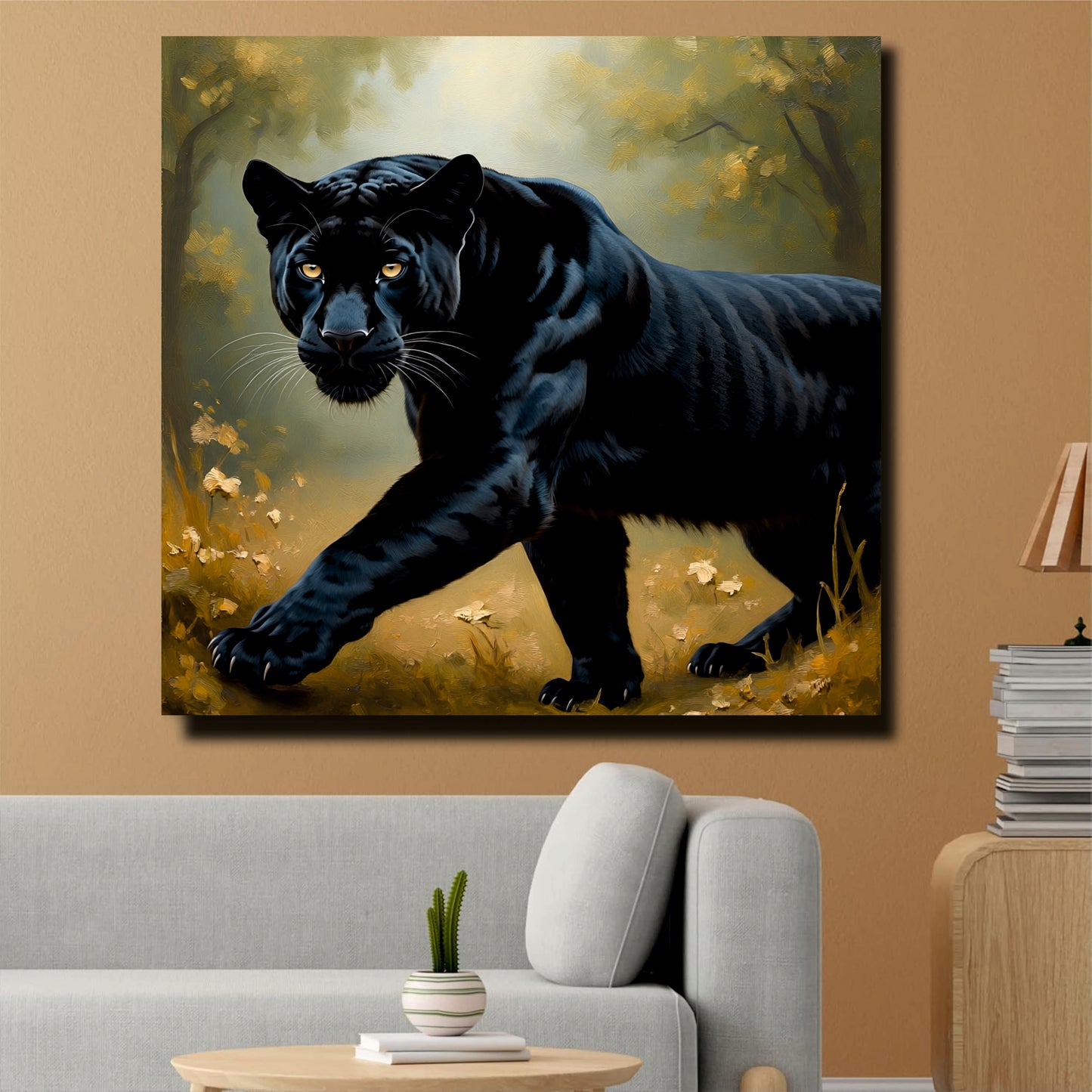 Wildlife Panther Canvas Wall Art Stretched Frame Painting