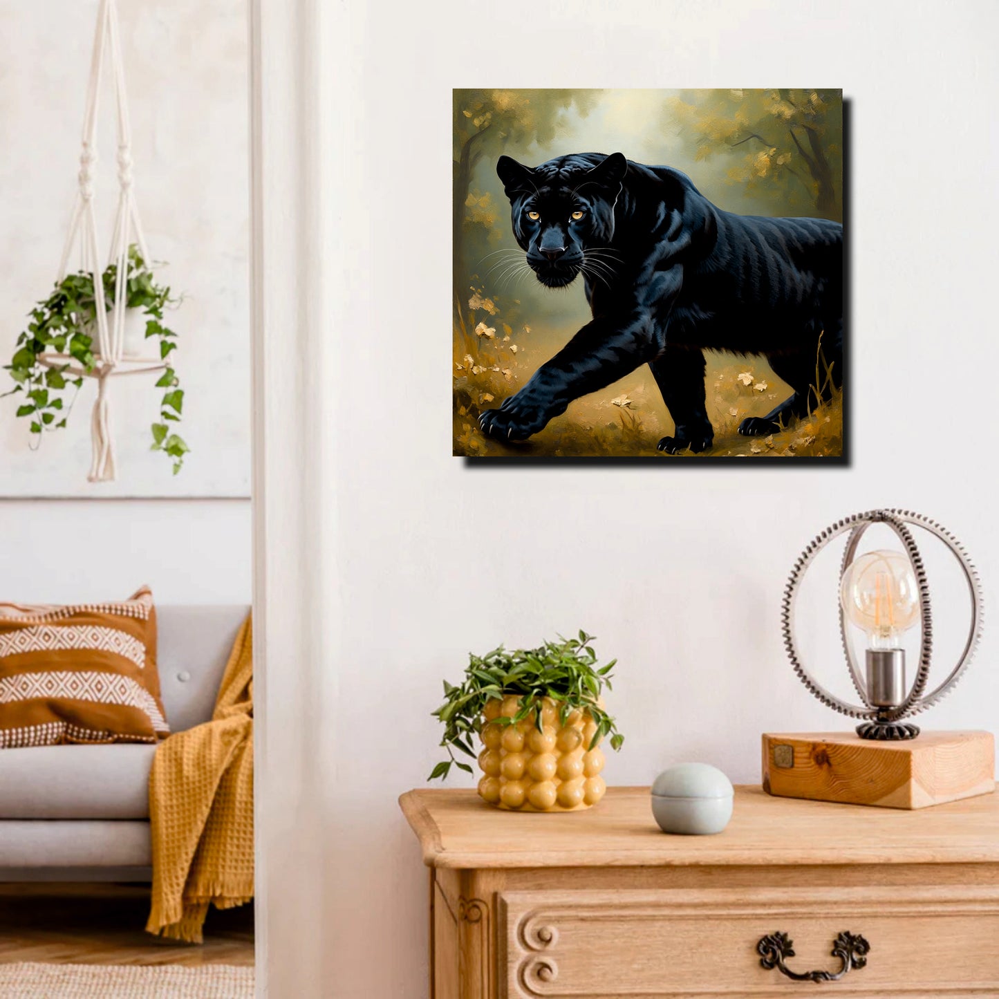 Wildlife Panther Canvas Wall Art Stretched Frame Painting