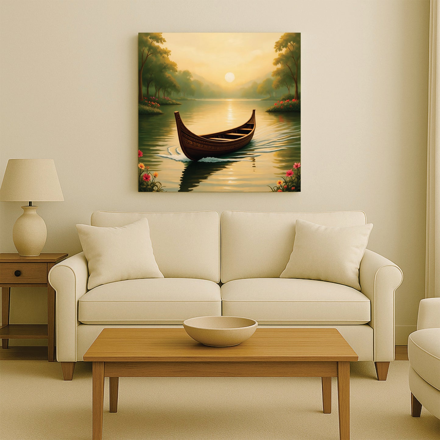 Where Dawn Meets Quiet Water—Serenity Awaits Canvas Wall Art Stretched Frame Painting