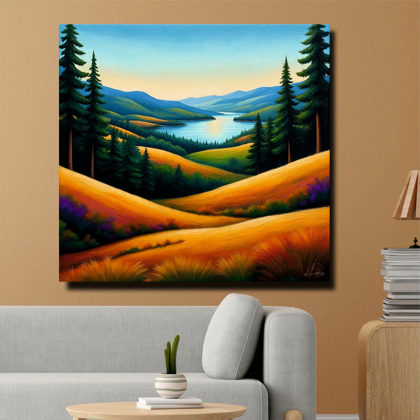 Whispering Mountains Canvas Wall Art Stretched Frame Painting