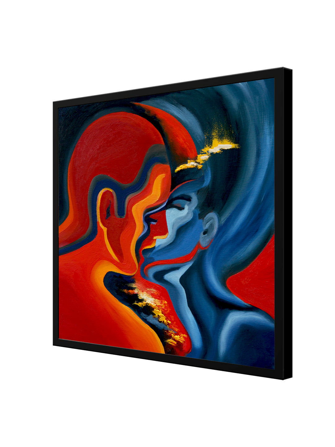 Eternal Bond – Abstract Couple Canvas Wall Art Black Frame Painting