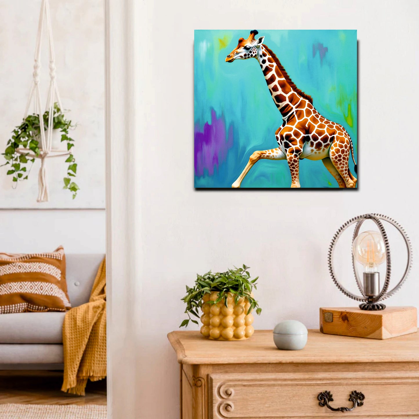 Giraffe Wildlife Canvas Wall Art Stretched Frame Painting