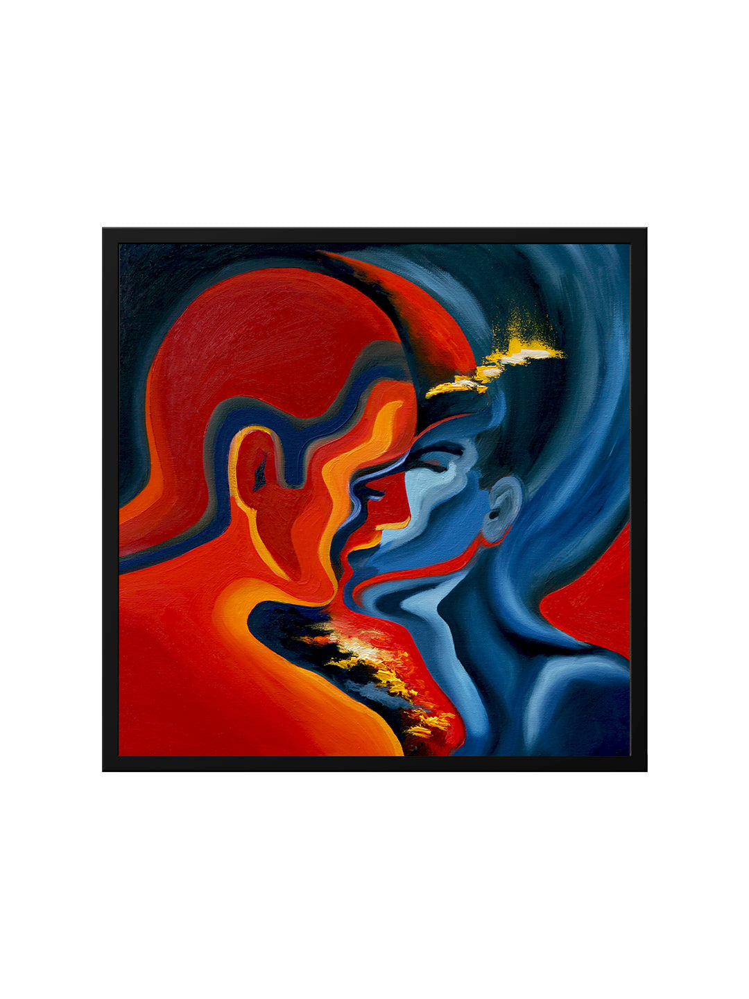 Eternal Bond – Abstract Couple Canvas Wall Art Black Frame Painting