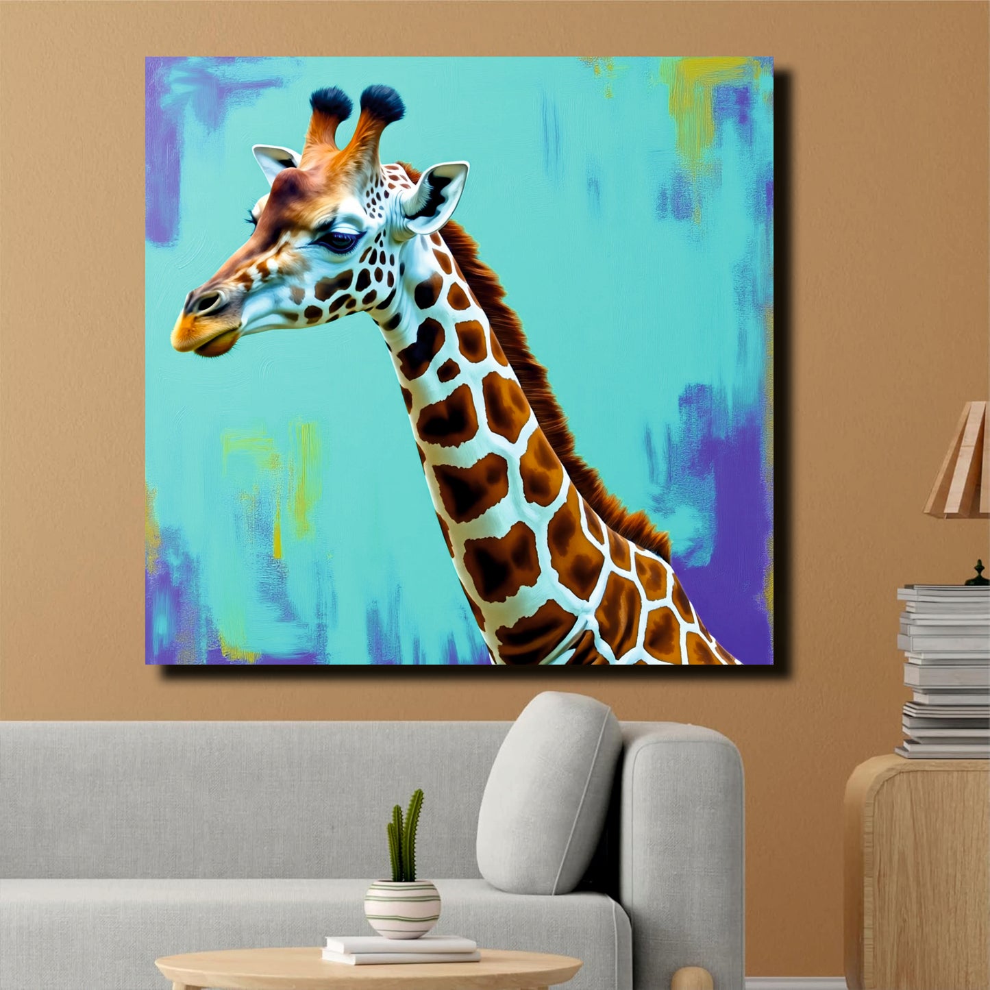 Baby Giraffe Canvas Wall Art Stretched Frame Painting