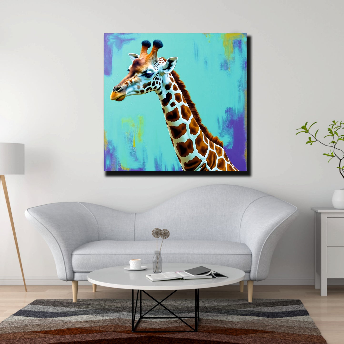 Baby Giraffe Canvas Wall Art Stretched Frame Painting