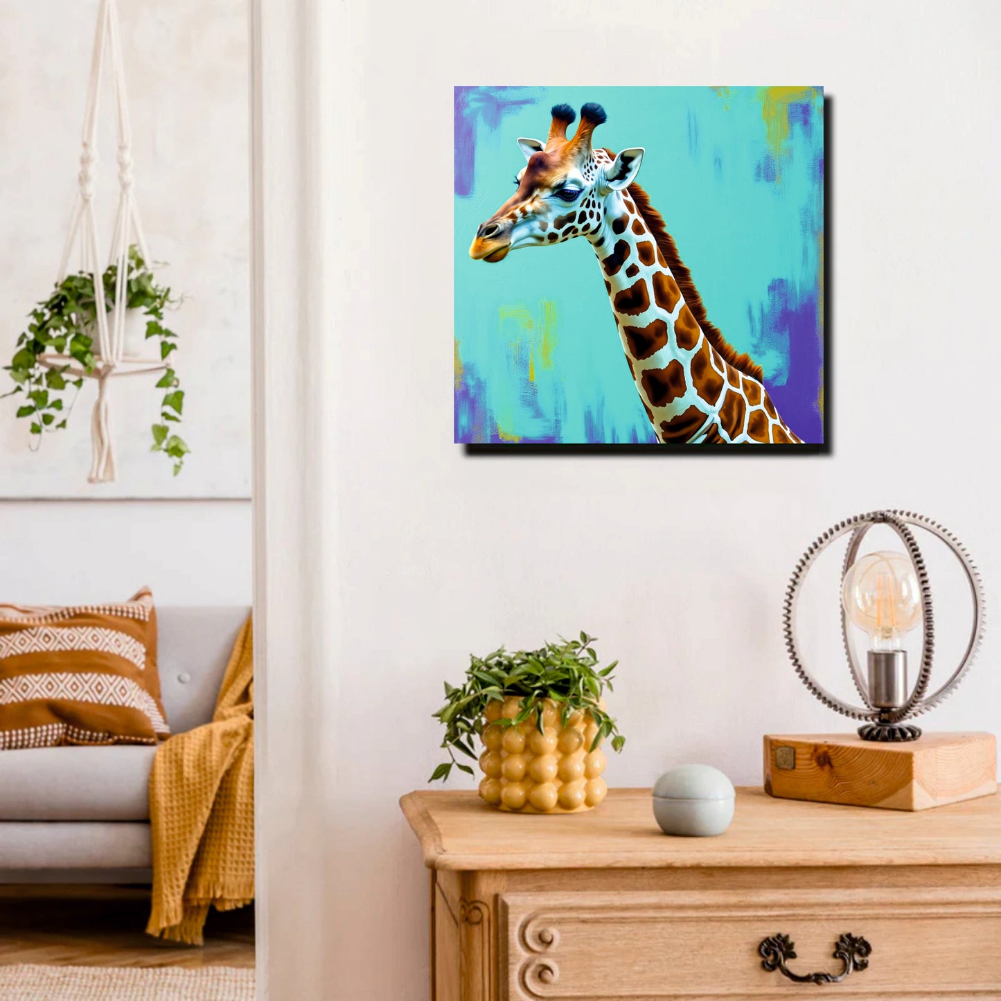 Baby Giraffe Canvas Wall Art Stretched Frame Painting