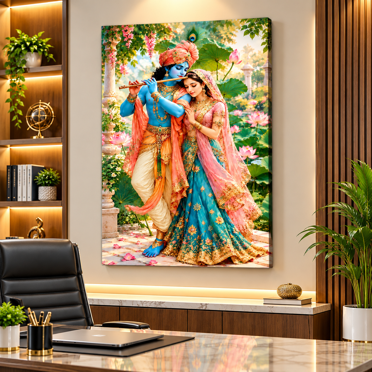 Radha Krishna Canvas Wall Painting for Home & Office Decor | Traditional Krishna Wall Art