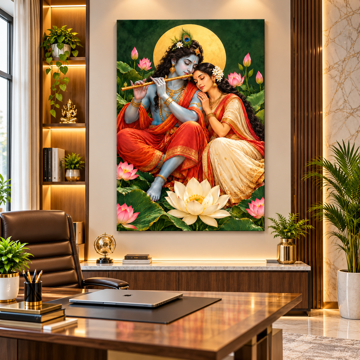 Radha Krishna Canvas Wall Painting | Divine Religious Wall Art for Home, Pooja Room & Office Decor