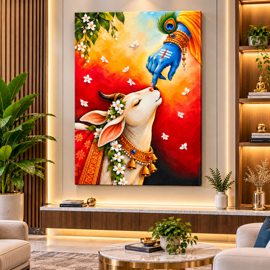 Nandi Shiva Canvas Wall Painting | Divine Religious Wall Art for Home, Pooja Room & Office Decor