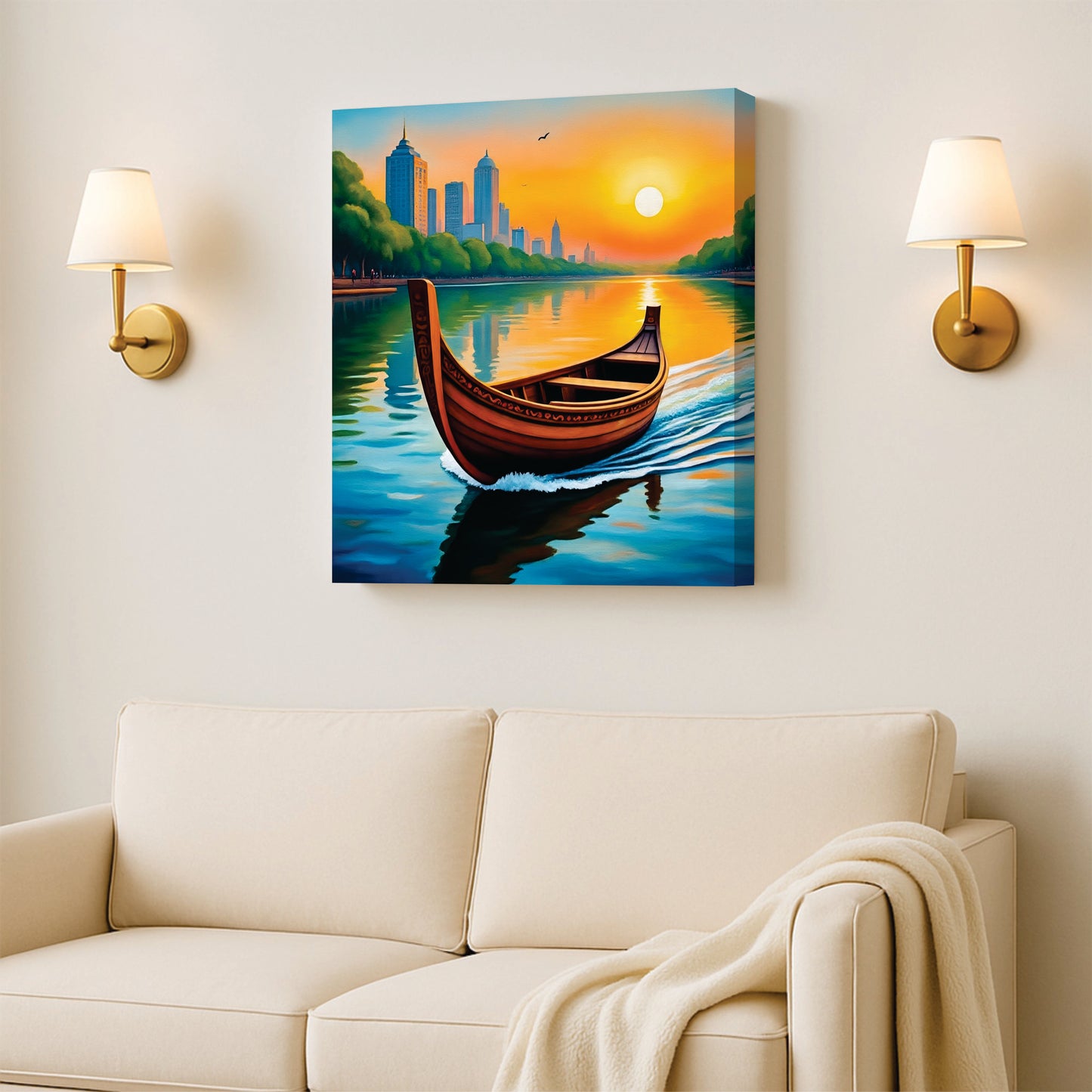Let the river guide your soul Canvas Wall Art Stretched Frame Painting